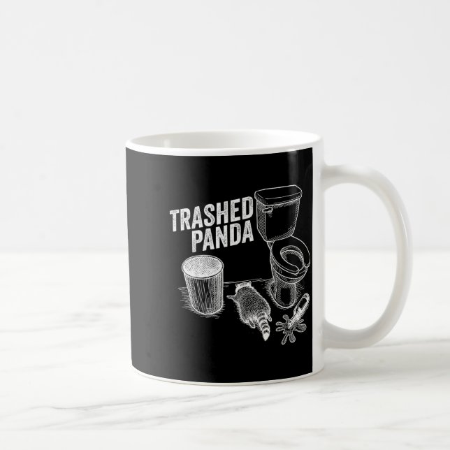 Taza De Café Trashed Panda Funny Drunk Racoon  (Derecha)