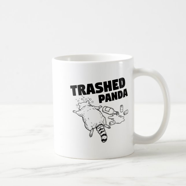 Taza De Café Trashed Panda Funny Drunk Racoon  (Derecha)