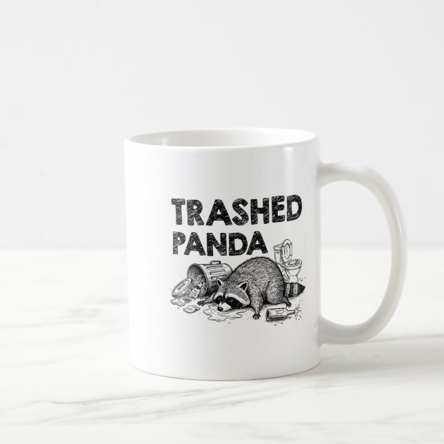 Taza De Café Trashed Panda Funny Drunk Racoon Gets Drunk Meme F (Derecha)