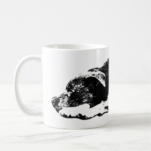 Taza De Café Traslado de Pitbull Mix Monocromo Retrato Mug