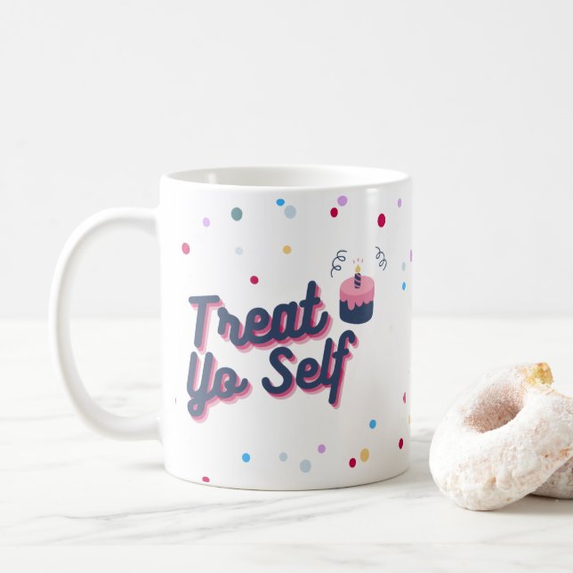 Taza De Café Tratar tu propio cumpleaños Sprinkles Café Mug (Con donut)