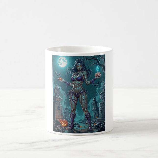 Taza De Café Trato de Halloween o Novia Zombie con cerebros (Centro)