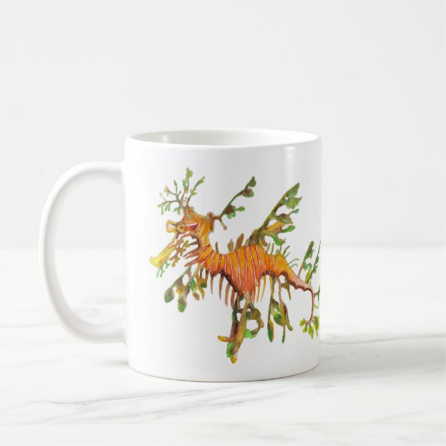 Taza De Café Trazo de arte Leafy Seadragon (Izquierda)