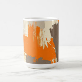 Taza De Café Trazos de pincel artesanal naranja audaz abstracto