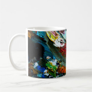 Taza De Café trazos multicolores de pintura al óleo sobre el ar
