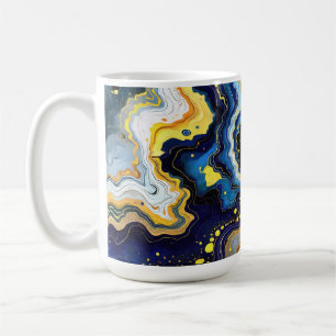 Taza De Café Trazos vibrantes de azul y oro 1
