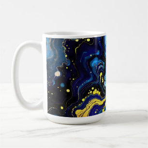 Taza De Café Trazos vibrantes de azul y oro 4