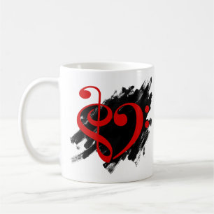 Taza De Café Treble Clef Bass Clef Musical Heart Grunge Battend
