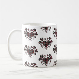 Taza De Café Trebol clásico de cuadros negros con corazón de tr
