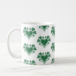Taza De Café Trébol de corazón a cuadros verde clásico