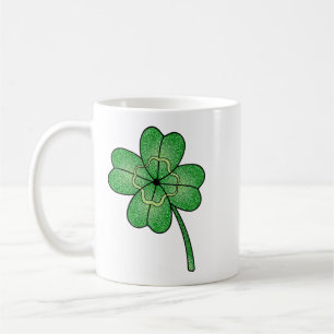Taza De Café Trebol de Cuatro Hojas Brillante