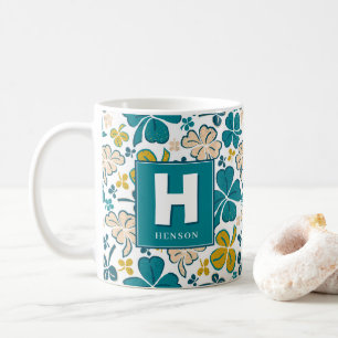 Taza De Café Trébol de Trébol Monogramado Día de San Patricio