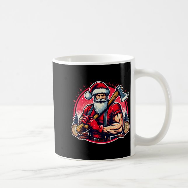 Taza De Café Tree Cutter Santa Funny Lumberjack Christmas Logge (Derecha)