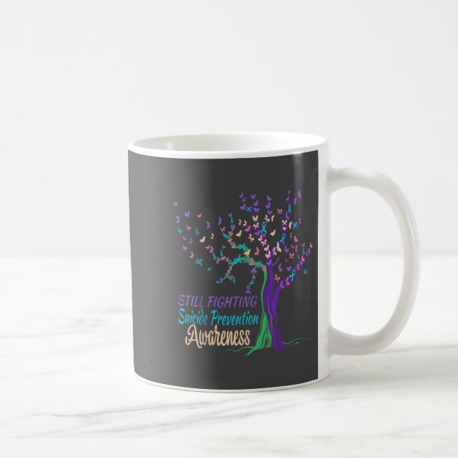 Taza De Café Tree Ribbon Still Fighting Suicide Prevention Awar (Derecha)