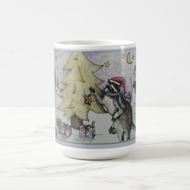 Taza De Café treee que adorna el mapache (Centro)