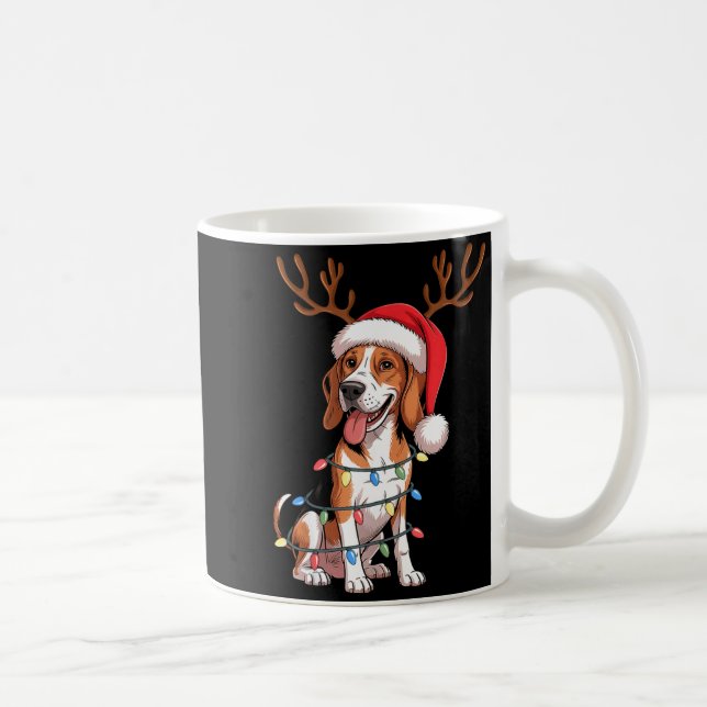 Taza De Café Treeing Walker Coonhound Dog Christmas Lights Sant (Derecha)
