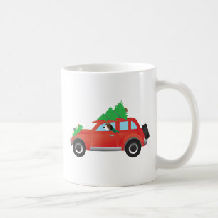 Taza De Café Treeing Walker Coonhound Driing a Navidades Car