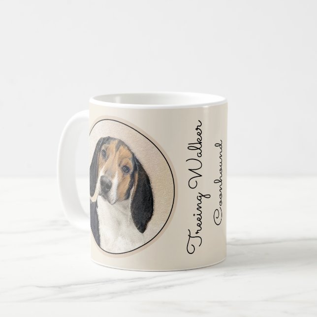 Taza De Café Treeing Walker Coonhound Painting - Arte original (Anverso izquierdo)