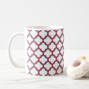 Taza De Café Trellis blanca y roja, Entramado, Quatrefoil