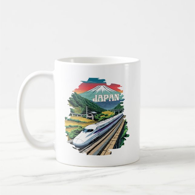 Taza De Café Tren de bala japonés y el Monte Fuji (Izquierda)