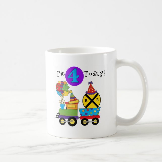 Taza De Café Tren de Cumpleaños 4 camisetas de cumpleaños y reg (Derecha)