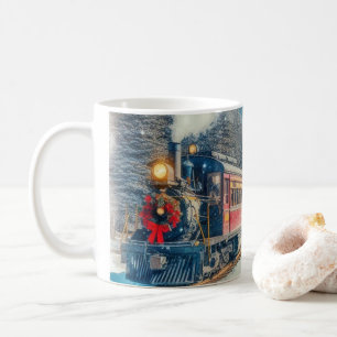 Taza De Café Tren de Navidad vintage con corona