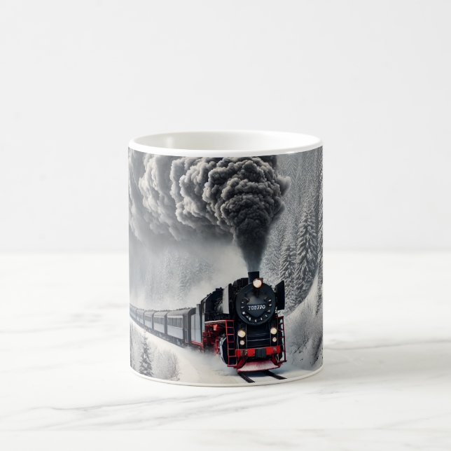 Taza De Café Tren de vapor de invierno - Locomotora clásica vin (Centro)