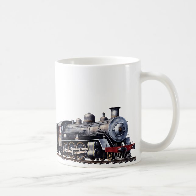 Taza De Café Tren En Estilo De Acuarela (Derecha)