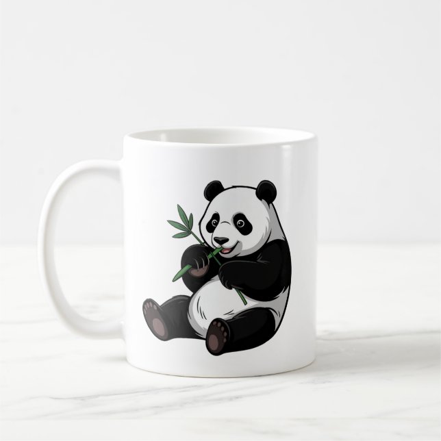 Taza De Café Trendy Cute Panda Bear With Greenery Bamboo  (Izquierda)
