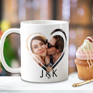 Taza De Café Trendy Heart Couple Collage de fotos familiar reci