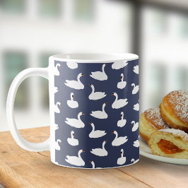 Taza De Café Trendy Modern Blue Swan Pattern Mug