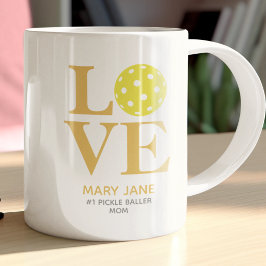 Taza De Café Trendy Personal LOVE Mustard Yellow Pickleball