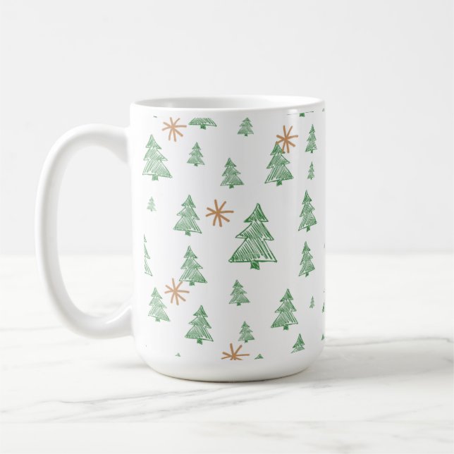 Taza De Café Trendy Winter Unique Christmas Tree Stars (Izquierda)