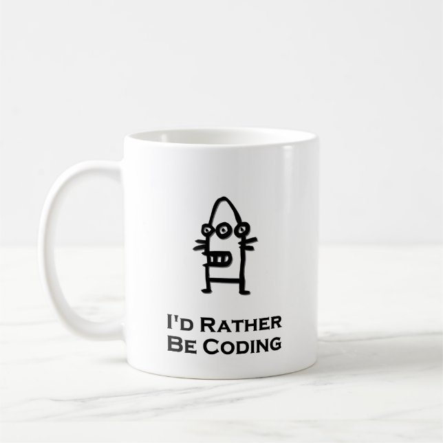 Taza De Café Tres bots oculares prefieren estar codificando neg (Izquierda)
