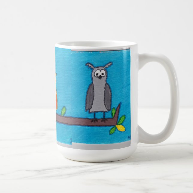 Taza De Café Tres búhos, papá, mamá y bebé (Derecha)