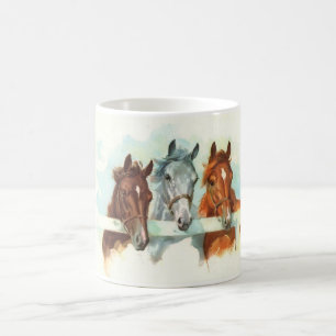 Taza De Café Tres caballos Mug Gris, Castaño y Castaño Hígad