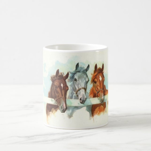 Taza De Café Tres caballos Mug Gris, Castaño y Castaño Hígado (Centro)