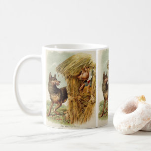 Taza De Café Tres cerditos lobo malo, cuento de hadas vintage