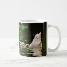 Taza De Café Tres cisnes abajo arriba en un lago