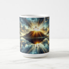 Taza De Café Tres cruces en un lago