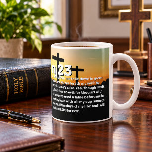 Taza De Café Tres Cruces Salmo 23 Atardecer Versículo de la Bib