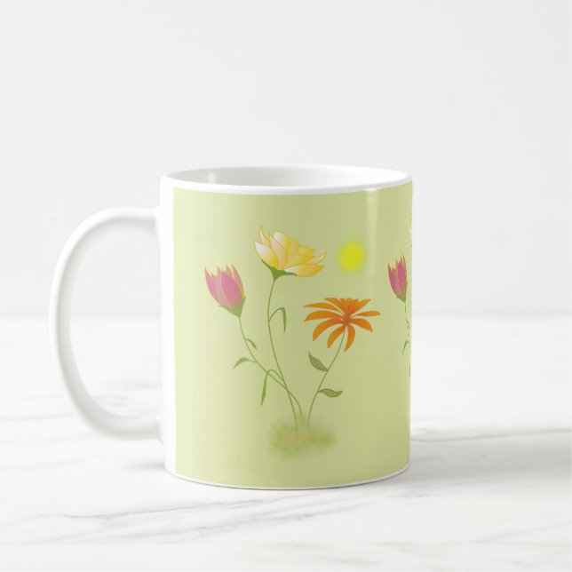 Taza De Café Tres flores en el sol - transparente. (Izquierda)