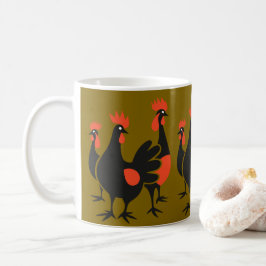 Taza De Café Tres gallinas francesas retro corte de mediados de