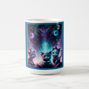 Taza De Café Tres Gatitos Extranjeros En Un Lugar Otermundista