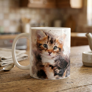 Taza De Café Tres gatitos hermosos y lindos acuarela