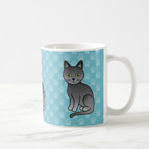 Taza De Café Tres gatos azules rusos sobre color azul