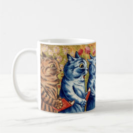 Taza De Café Tres gatos cantando. Gouache de Louis Wain, 1925