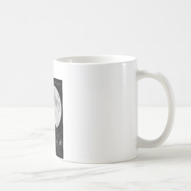 Taza De Café Tres gatos negros y la luna (Derecha)