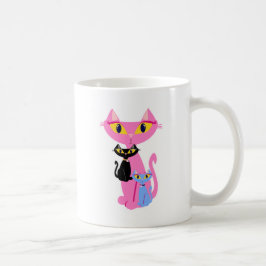 Taza De Café Tres gatos retro y suaves Ilustracion