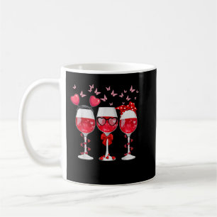 Taza De Café Tres Glasses Wine Heart Funny Pareja Valentines D